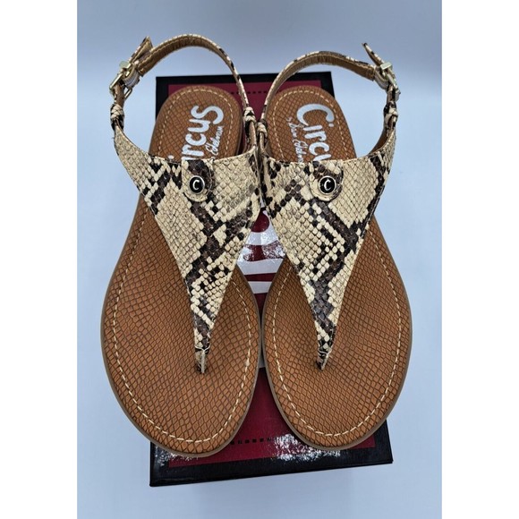 NIB Circus by Sam Edelman Women's Carolina Flat Sandal B&W Snake Size 9m - Picture 2 of 7